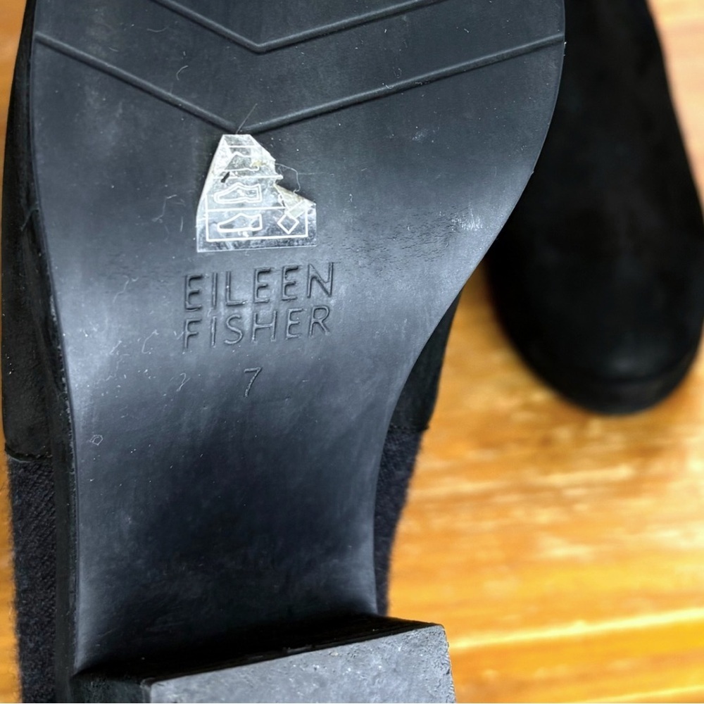 Eileen Fisher Nubuck Leather Block Heel Booties - Picture 11 of 12